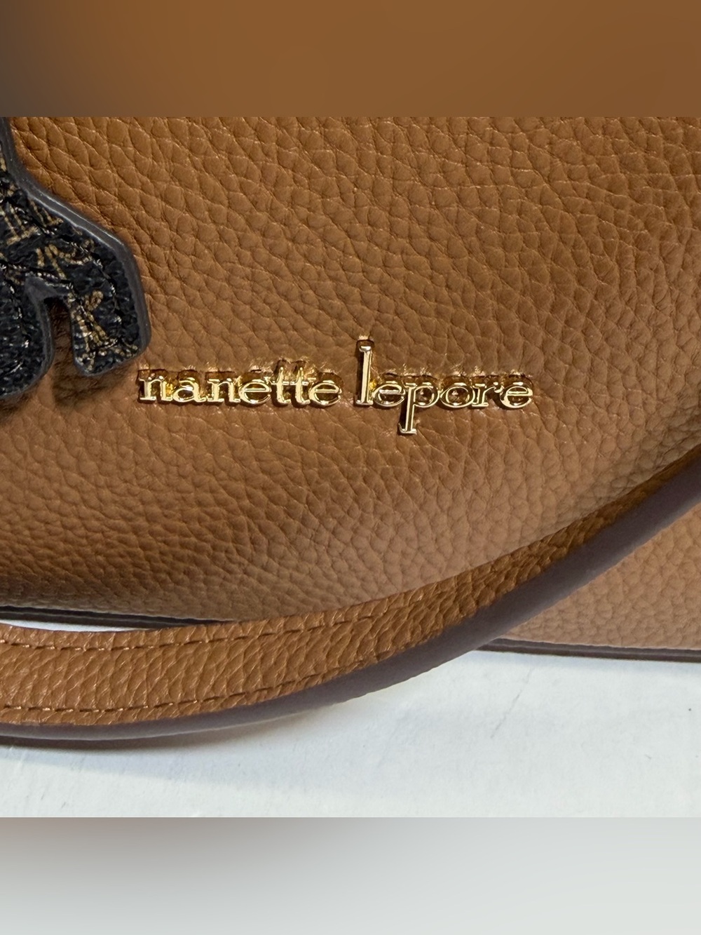 Nanette Lepore Brown East/West tote bag Gold Hardware Dog Shaped Charm - Picture 12 of 12